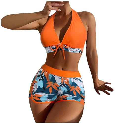 Maillots Deux Pièces Femme Maillot De Bain Tankini Tankini Shorty Bikini Push Up Maillot De Bain Sexy Maillot Femme Enceinte Maillot De Bain Femme 2 Pieces Maillot De Bain (Orange, M)