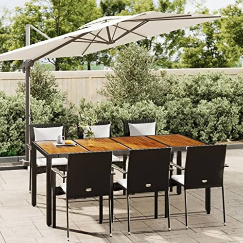 Festnight 7-TLG-8 Gartenmöbel Essgruppe Rattan Garten Sitzgruppe 6 Personen Gartenmöbel Set 6 Stühle Mit Tisch Balkon Möbel Terrassenmöbel mit Kissen Schwarz Rattan Essgruppe