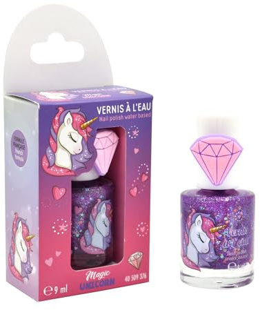 Einhorn Kinder Nagellack 2er Set – Wasserbasierter Nagellack 2x9 ml – Ungiftig, Sicher & Leicht aufzutragen – Mit warmem Wasser abwaschbar – Perfekt für Mädchen