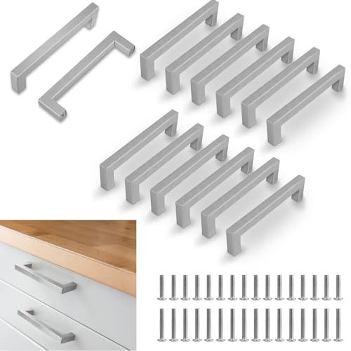 flintronic 12 Stück Möbelgriffe, Küchengriffe Silber mit Lochabstand 160mm, Edelstahl Schrankgriffe, Schubladengriffe, Türgriffe, Griffe Möbel für Küchenschränke Kleiderschrank (Gesamtlänge 170mm)
