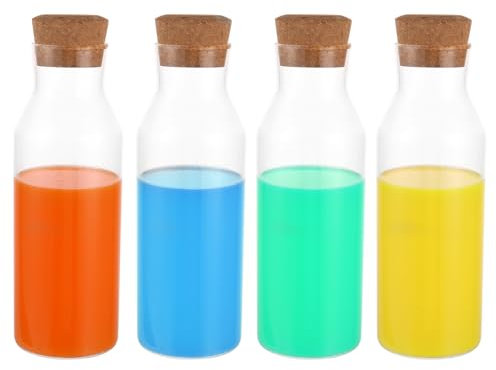 LDXDRU 4 confezioni da 1200 ml, dispenser per detersivi in vetro con coperchio, ermetico, contenitore per detersivo, organizer per bucato, detersivo liquido