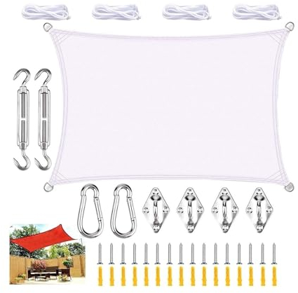 Sonnensegel Sonnensegel Rechteckig 2x3M Wasserdicht Viele Farbe Und Größe Balkon Sonnensegel 98% UV Schutz Sonnenschutz Markise Reißfest Wetterfest Mit D-Ring Und Kordel Für Balkon Terrasse Garten (C