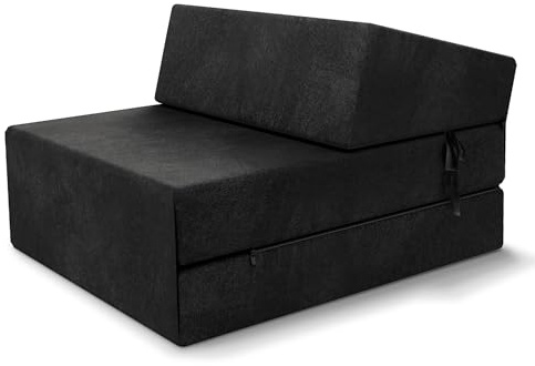 FDM Klappmatratze Suzi 70x200 cm Kaltschaum Gästematratze Höhe 14 cm Härtegrad H3 Öko-Tex Allergikergeeignet Bezug Trinity Waschbar schwarz