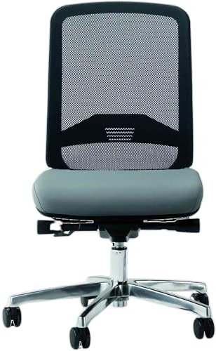 bümö Bisley Bali Bürostuhl ergonomisch, Stoff & Netzbezug in schwarz/grau - Ergonomischer Drehstuhl mit Aluminium Fußkreuz, Stuhl ohne Armlehne, Bürodrehstuhl mit Synchronmechanik