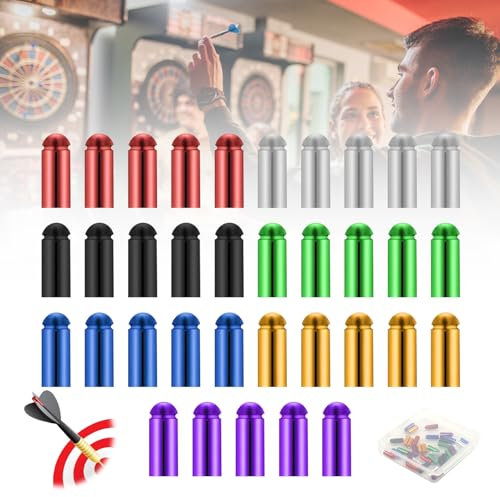PRZRAO 35 Stück Dart Flight Protector Aluminum, Dart Flight Schutz, Kleine Metal Flightschoner Leichte Dart Flight Wing Savers Corrector Fixed 90 Grad, Dartpfeile Zubehör für Dart Flug Schutz, Bunt