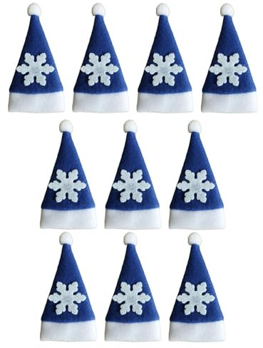 harayaa 10x Christmas Cutlery Holders Santa Claus Hat Wine Bottle Cover Silverware Holder for Christmas, blue