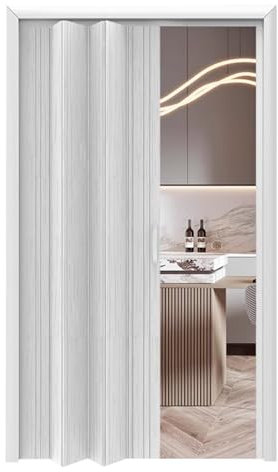Porte Accordéon Interieur Porte Accordéon en Plastique Grain de Bois avec Kit de Quincaillerie, Porte de Séparation de Pièce Peu Encombrante pour Buanderie/Salon/Grange/Salle de Bain, Panneau D'écr