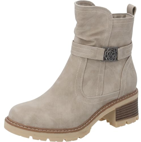 Palado Damen Stiefeletten Jaiya – modische Boots - leicht gefütterte Stiefel - bequeme Winterschuhe Beige UK7 - EU40