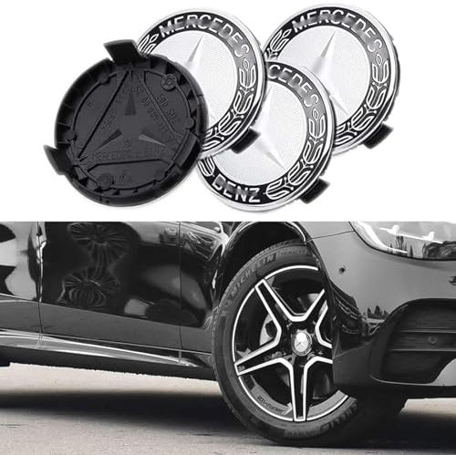 4 Stück Nabendeckel für Mercedes Benz 75mm - Radnabenkappen Felgendeckel Felgenkappen Radnabendeckel Wheel Caps Radnabenabdeckung