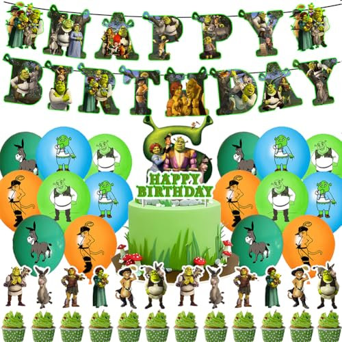 30PCS Monster Geburtstag Party Monster Dekorationsset Geburtstagsparty Dekorationen Monster Happy Birthday Banner Torteneinlage Cupcake Topper Kinderthemenparty Luftballons