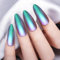 Chameleon Green Holographic Nail Polish - Quick Dry Chrome Nail Varnish with Shiny Effect - Long Lasting 60 Seconds Nail Polish for Women Girls DIY Manicure and Nail Art