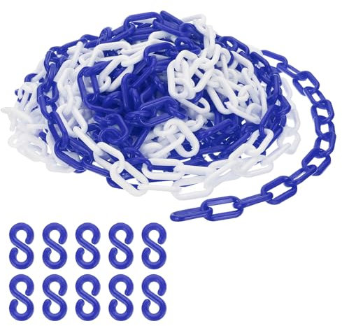 PATIKIL Blau/Weiße Kunststoffkette, 39 ft 6mm Absperrkette Sicherheitsbarriere für Warnsicherheit Parkplatz, Personenkontrolle Zaun Tor Konzert Baustelle Absperrung Von Flächen