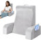 Reading Pillow for Bed Adult, Extra Large Bed Rest Pillow with Detachable Arm Back Support, Cuddle Cushion Backrest Pillow with Washable Velvet Cover for Sitting Sofa Gaming Relaxing Watching TV, 61cm