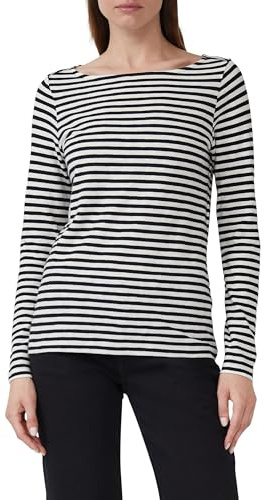 s.Oliver Gestreiftes Langarmshirt aus Flammgarn mit U-Boot-Ausschnitt