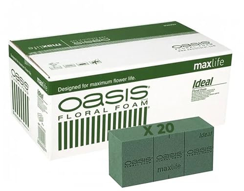 Oasis Pack de 20x Espumas Florales Naturales para flor cortada - Caja de 20 Esponjas Para Flores Naturales(1 unidad - 23x11x8) - Herramienta Esencial para Arreglos Florales (1)