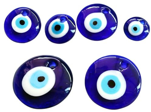 Veemoon 6 Stück Nazar Boncuk Glasperlen 5cm - Türkisches Blaues Auge Deko - Charm Für Schmuck Und Auto Glücksbringer Gegen Den Bösen Blick Ramadan