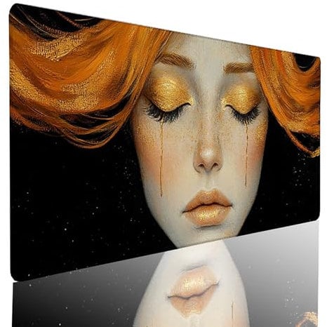 Abstrakt Gaming Mauspad XXL 60 x 40 cm, Mousepad Schwarz Schreibtischunterlage Wasserdicht Und rutschfest Mouspad mit VernäHten Kanten Verbessert PräZision und Geschwindigkeit für BüRospiele A5-0