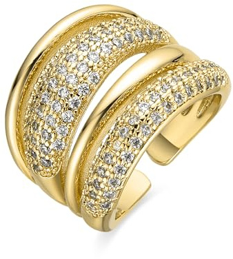 LUXENTER Merima Ring mit 18-karätigem Gelbgold, Metall, Zirkonia
