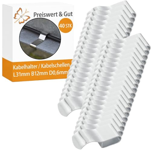 40 STK Kabelschelle Stahl silber 31 x 12 mm für Kabelführung 6 mm PKW
