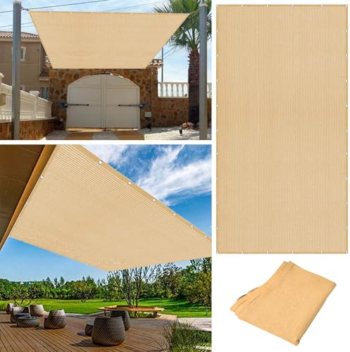 Voiles Ombrages Rectangulaire 576 x 644 cm Coupe-Vent, Résistant à La Pluie Toiles D'Ombrages avec Corde Libre Facile à Plier pour Serre/Jardin/Pergola/Patio Lawn, Jaune Sable