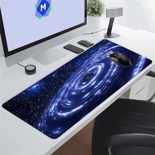 Grand Tapis de Souris Gamer Tapis de Souris XXL 700x400x2 mm avec Base en Caoutchouc Antidérapant Grand Tapis de Bureau pour PC, Ordinateur Portable (Espace Bleu)