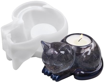 Teelicht Kerzenhalter Form | Silikongussformen für Epoxidharz | Katze Form flexibler Zementtongussform für Weihnachtsdekoration Home Dekoration Hochzeit Dekorationen Party Tisch Herzstück