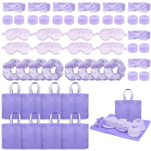 Malloom 48-teiliges Set für Übernachtungen, Hautpflege, Stirnband und Armband, Augenmaske, Haargummi, Tragetasche, Spa, Partyzubehör, Schlafsachen, Zubehör für Schlummer, Spa, Party, Gastgeschenke