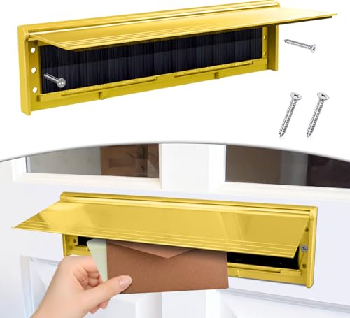KOLAKO Rabat de boîte aux lettres de porte, couvercle de boîte aux lettres de 29,2 cm avec brosse et rabat pour usage interne ou externe, pare-bouffée en métal pour boîte aux lettres adapté aux portes
