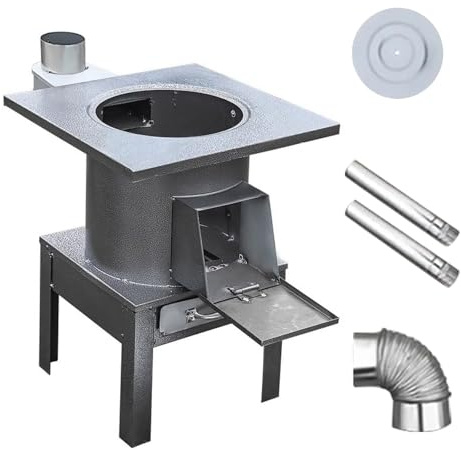 Kaminofen Holzofen, Heizofen mit Ascheschublade, Stabil und Einfach zu Befüllen, Holzofen Klein für Camping, Grillen, Reisen