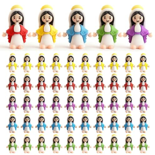 HOUSN 50 Stück Kleine Jesus Figuren,Mini Figuren Menschen,Kleine Jesus Statuen,Jesus Spielzeug,Osterdekorationen,Sonntag, Ostereier,Kirchenveranstaltungen & ReligiöSe Geschenke (Mehrfarbig)