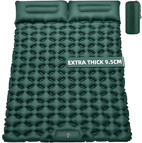 FORRINX Isomatte Camping 2 Personen 9,5cm verdickt, 204x130cm Outdoor | Luftmatratze Doppel Luftzellenmatte Aufblasbare Matratze Wasserdicht Campingmatte Schlafmatte für Strand, Zelt, Wandern