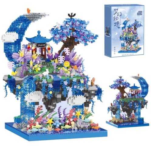 Chinesische Architektur Bausteine Bausatz, 2769 Teile The Moon Palace Pavilion Baustein Set, Traumland Pfirsichblüte Pool Baumhaus Bauklötze Kit, Modular Haus Baustein Geschenk für Erwachsene (A)