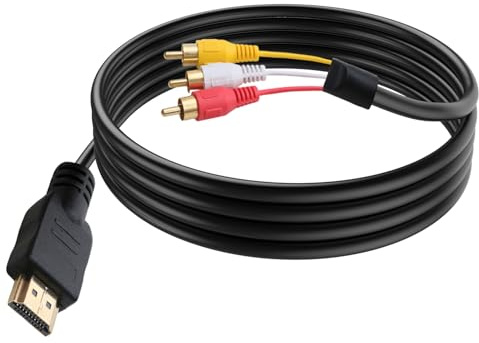 Cable HDMI a RCA 1.5 m, Adaptador HDMI a Rca De Para Transmisión De Audio Sin Chip de Conversión, 1080P, Solo para Equipos con Decodificador Analógico, No Compatible con PC, PS3, DVD ni TV Box