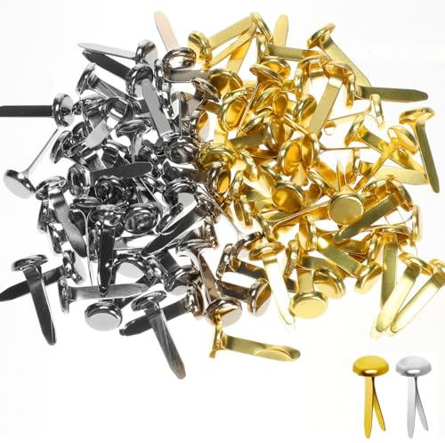 Split Pins - 200pcs Metal Paper Fasteners Mini Brads - 8mmx16mm Round Scrapbooking Brads Split Pins - Metal Split Pin Craft Pins for Crafts Scrapbooks Cards Photo Walls(2 colours)