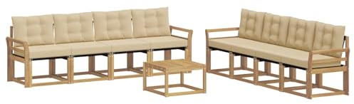 vidaXL Outdoor-Sofagarnitur mit Kissen 9 pcs Weiß und Beige, Moderne Garten-Couch, tolles Set für Bequeme Lounge, langlebige Möbel, stylische Terrasse