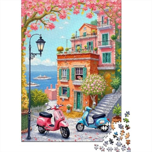 1000pcs Jigsaw Puzzle For Adults Scooter House Sea Challenging