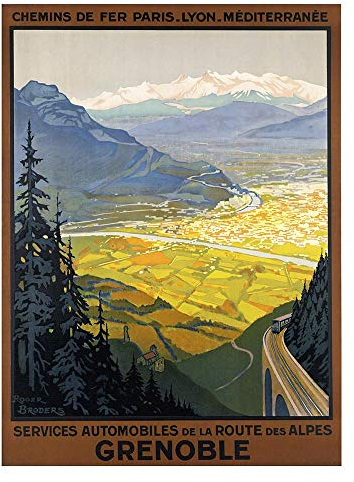 Wee Blue Coo Travel Grenoble France Alpine Resort Valley Mountain Pine Tree Art Print Poster Wall Decor Kunstdruck Poster Wand-Dekor-12X16 Zoll