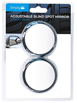 Simply BS001 Adjustable Circular Blind Spot Car Mirror PK2, 50 x 50mm, Increase Visibility When Driving, Round-shape Wide-angle, for All Car SUV Trucks Motorcycle, Easy to Fit