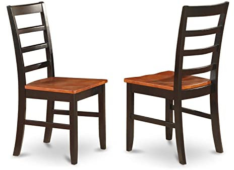East West Furniture Parfait - Juego de 2 sillas de madera con respaldo de escalera de comedor, color negro y cerezo