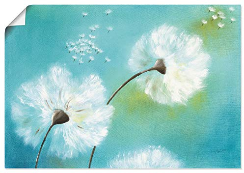 ARTLAND Wanddeko Poster & Kunstdrucke Wandposter 70x50 cm Pusteblume Blumen Landhaus Shabby Chic Malerei Botanik Türkis T4RF