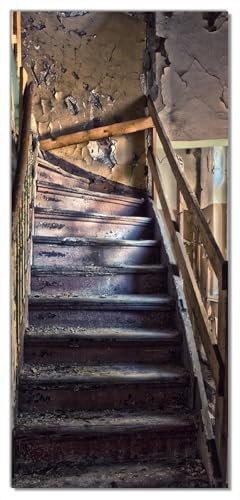 Wallario Selbstklebende Türtapete Treppe in einem Alten Haus - Türposter 93 x 205 cm Abwischbar, rückstandsfrei zu entfernen