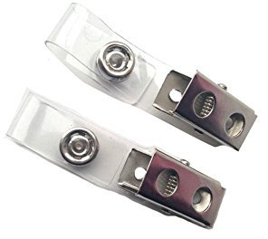 Lot de 50 pinces crocodiles en métal avec boucle en plastique transparent pour porte-badge