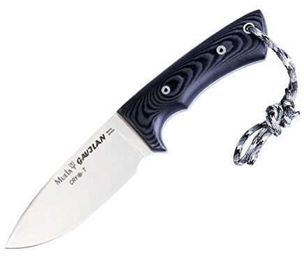 ELECTROPOLIS Cuchillo de Caza Muela Gavilan-M con Hoja Enteriza Fabricada en Acero MoVa CRYO-T, Hoja de 12,5 cm, Mango micarta Negra, Peso 320 gr + Tarjeta Multiusos de Regalo