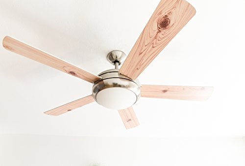 AireRyder Deckenventilator Ursa mit Beleuchtung und Fernbedienung, Gehäuse Satin Nickel, Flügelfarbe Weiß/Kiefer, 132 cm, 132 x 132 x 43 cm