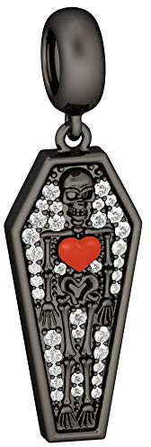 GNOCE schwarzem Schädel Perlen Charm Anhänger 925 Sterling Silber Totenkopf Bead Charms mit Schwarz Zirkonia Schmuck für alle Armbänder Halsketten Geschenke für Damen Herren (Stil-3)