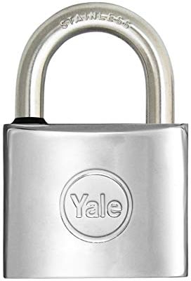 YALE Lucchetto marino in ottone cromato Y1140050080X, larghezza corpo 50 mm, arco in acciaio inossidabile da 26 mm, con anello in gomma e doppio sistema di chiusura
