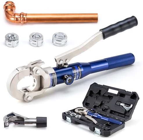 IBOSAD Copper Tube Fittings Hydraulic Pipe Crimping Tool with 1/2,3/4 and 1 Jaw Copper Pipe Propress Crimper Pressing Pliers