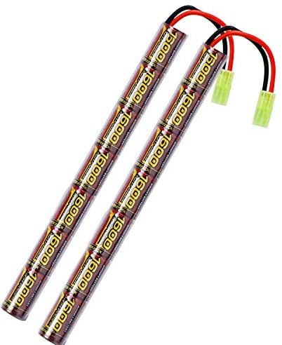melasta 8.4V 1600mAh Airsoft Battery NiMH Battery for Airsoft Guns with Mini Tamiya Connector, 2 PCS