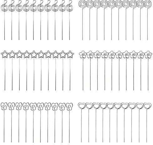 Woohome 60 Stück 6 FormMetalldrähte Memo Clip Foto Stand für Hochzeit Party Kuchen Dekor, Gartenarbeit Dekoration