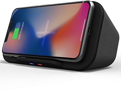 Enceinte Bluetooth Portable avec Chargeur Induction sans Fil Qi, Batterie Externe, 6W Stereo Socle Chargeur pour iPhone 11, XS, X, Samsung S10, S9 et Plus